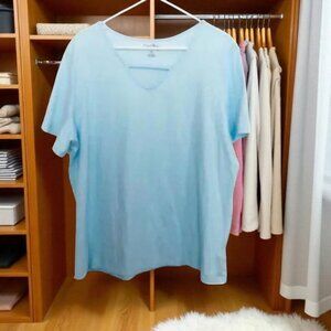 Coral Bay Women Blue Short Sleeve T-Shirt 1X